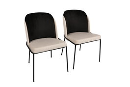 Hanah Home Dore 145 V2 Juego de Sillas de Terciopelo Negro y Crema